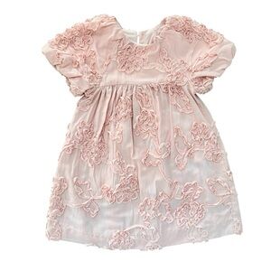 Zara Soft Pink Floral Textured Dress Size 4